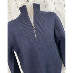 Men's VTG GAP Lambs Wool Quarter Zip Sweater Navy Pullover Size XL
